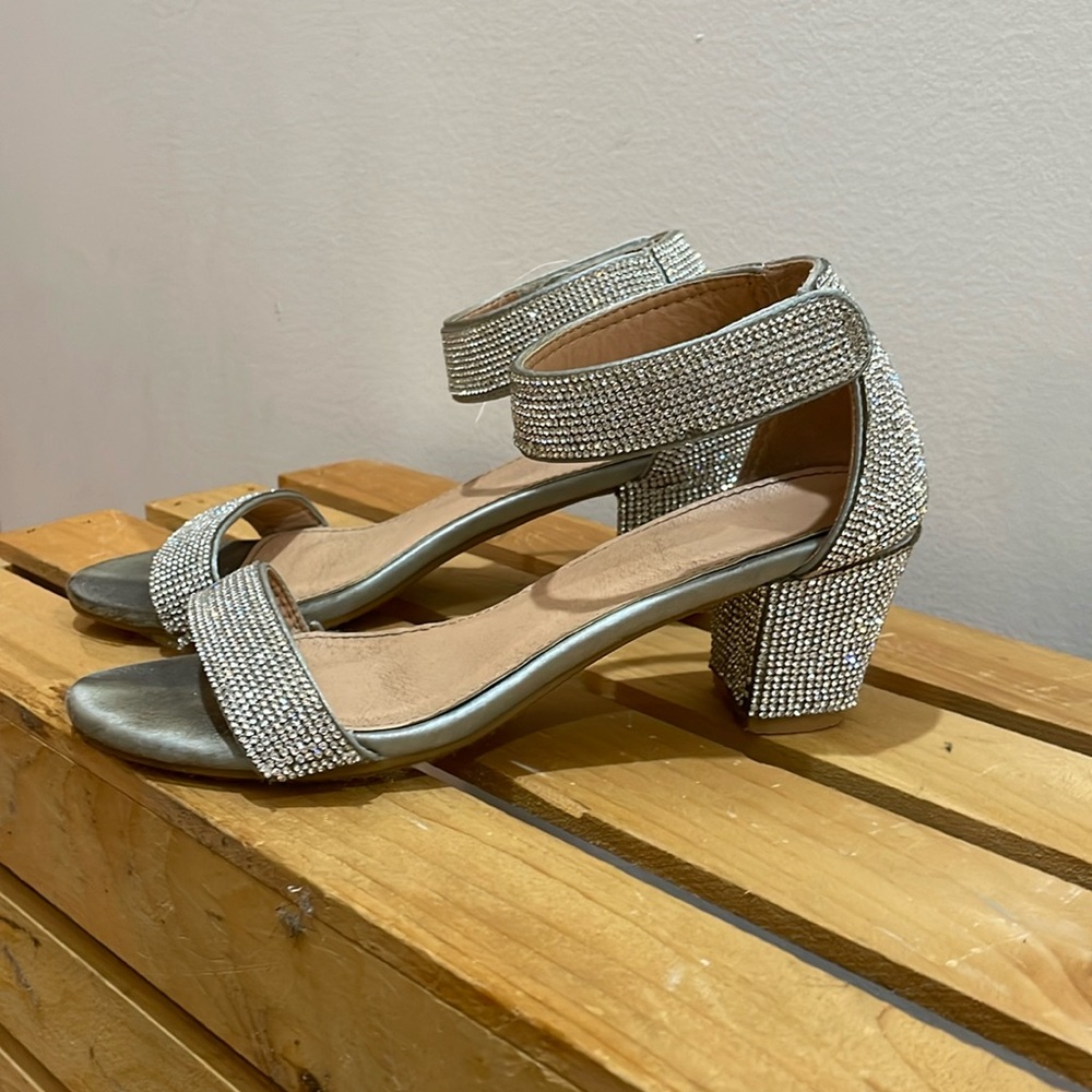 Silver diamond girl heels